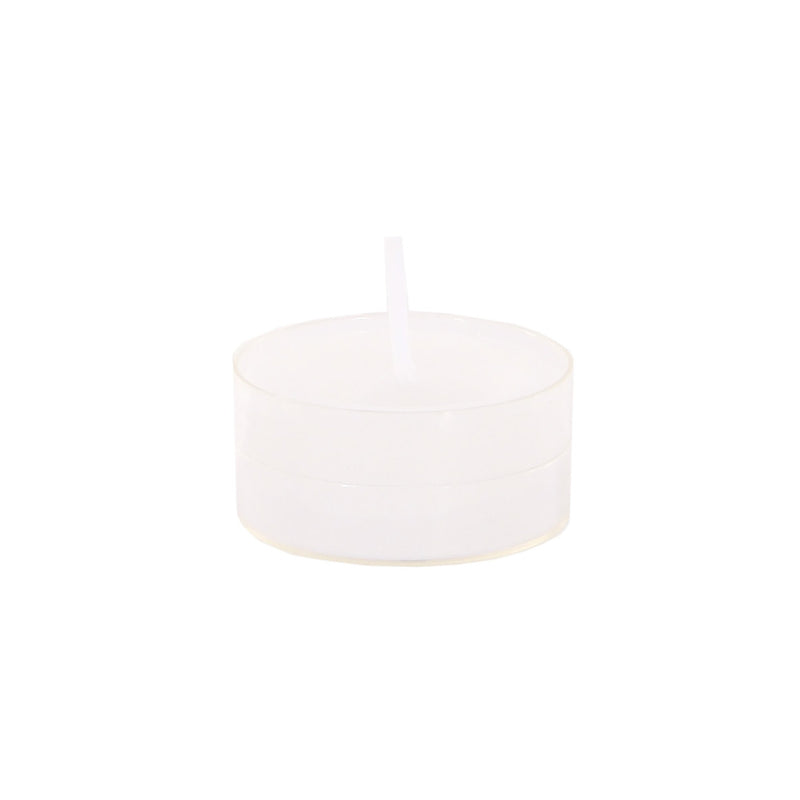 T-Lights in clear cup set of 20 by Shishi, clean-burning with transparent casing