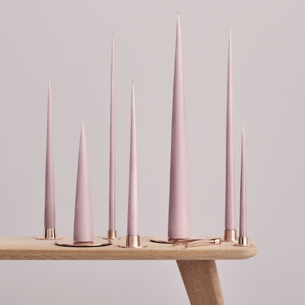 styled Taper candle in Soft Pink Matt by Ester & Erik, hand-dipped with velvety blush finish