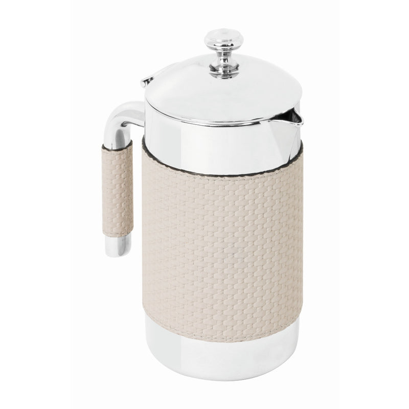 Luxury 0.3 L thermal carafe Pacific by Giobagnara in stainless steel and Bellagio leather – insulated design for refined dining and yacht interiors.
