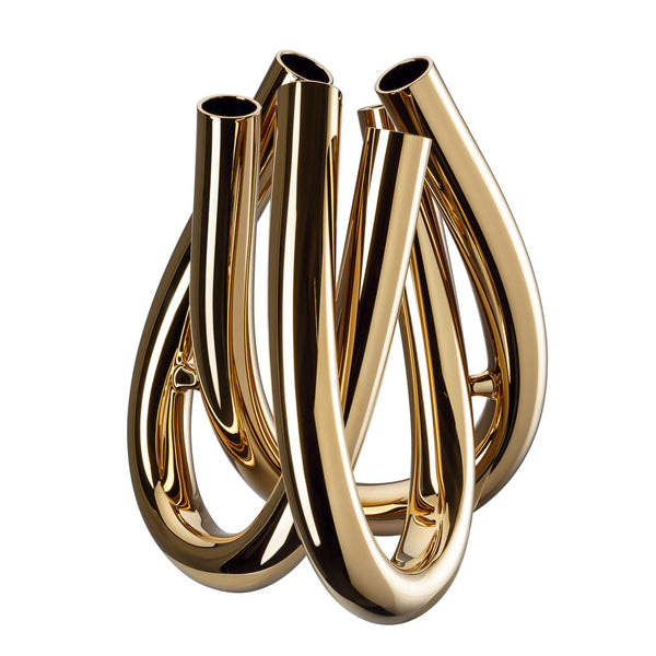 Triu gold vase by Rosenthal in borosilicate glass, modern luxury home decor