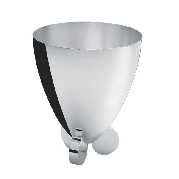 A silver-plated Ercuis champagne bucket with a black handle and footed base.
