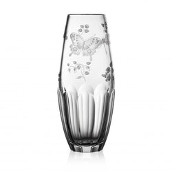 Vase Springtime clear barrel by Varga Crystal, hand-cut luxury floral crystal vase
