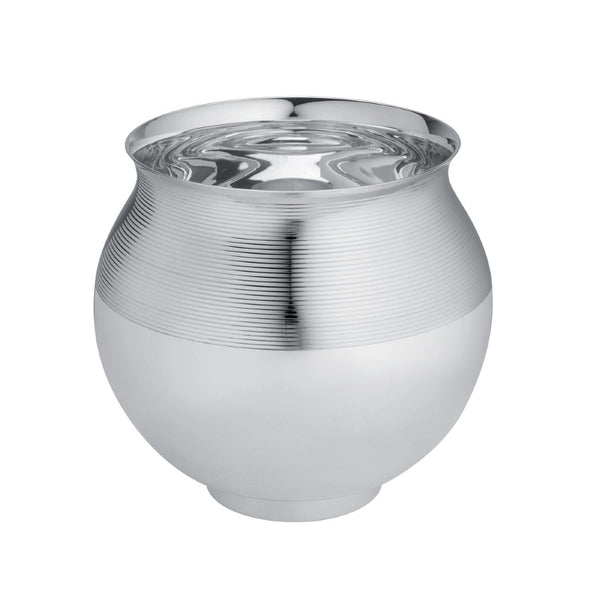 A silver-plated Ercuis Transat vase designed for holding champagne, with a classic round shape and finely engraved contours.