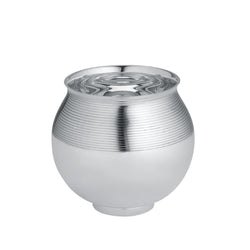 A silver-plated Transat ice bucket by Ercuis, featuring a round shape with engraved contours.
