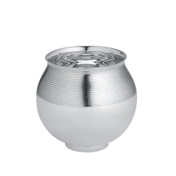A silver-plated Transat ice bucket by Ercuis, featuring a round shape with engraved contours.