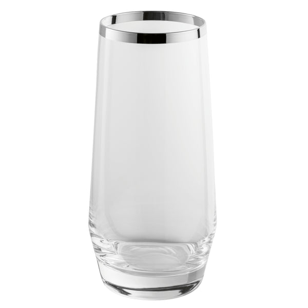 Luxury Highball Water Glass Crystal with Fine Silver Rim – Avantgarde Collection by Sonja Quandt