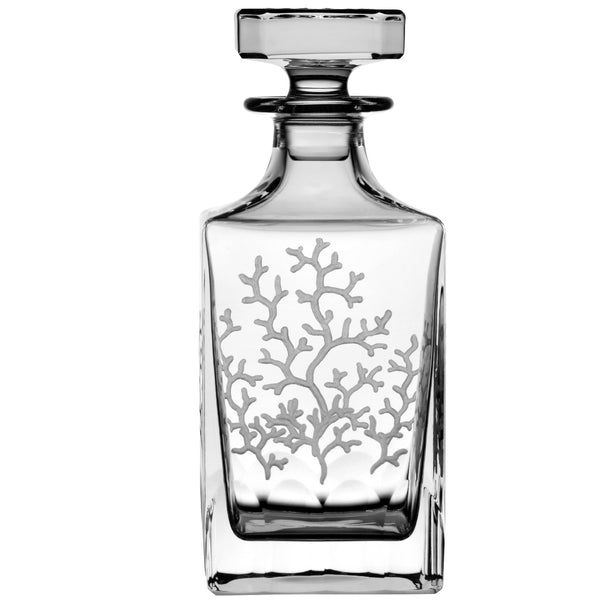 Coral Clear Whiskey Decanter - Varga Art Crystal, Hand-Cut & Engraved