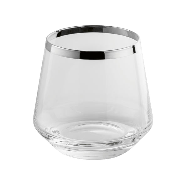 Luxury Whisky Glass Crystal with Fine Silver Rim – Avantgarde Collection by Sonja Quandt