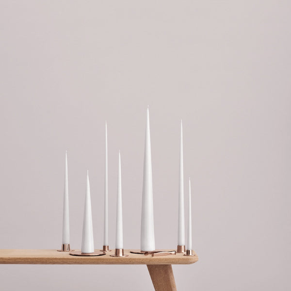 styled White Matt cone candle 26cm by Ester & Erik, self-standing with velvety matte finish

