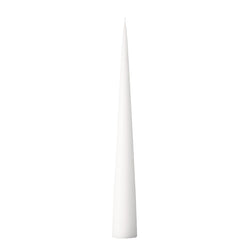 A white matte cone candle on a plain background.