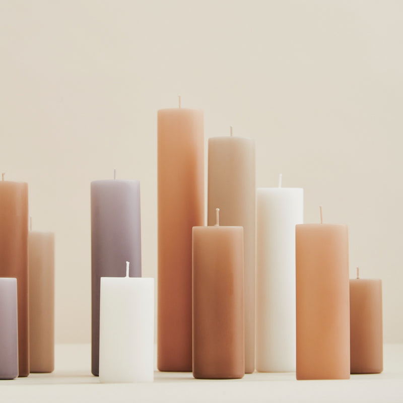 various pillar candles  in height and colours from Ester & Erik