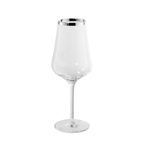Luxury White Wine Glass Crystal with Fine Silver Rim – Avantgarde Collection by Sonja Quandt