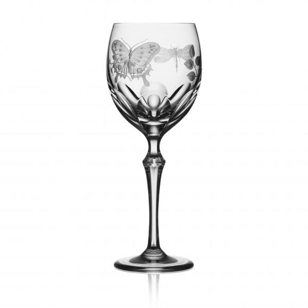 Luxury Wine Glass in Clear Crystal with Butterfly and Leaf Engraving – Springtime by Varga Crystal